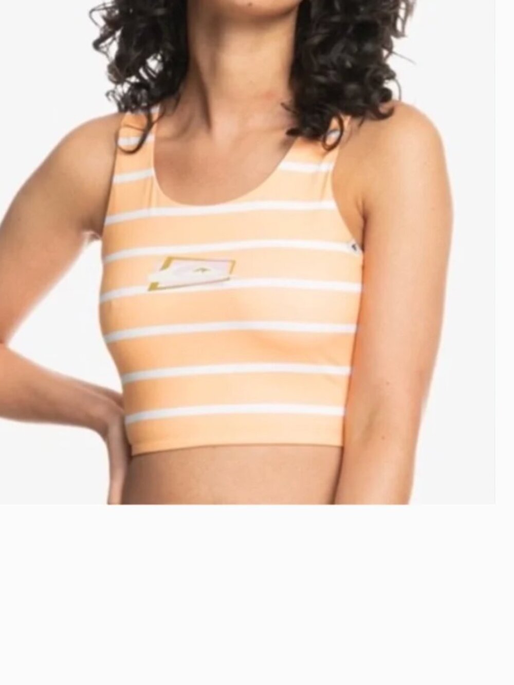 Quiksilver Large Top Bikini Classic Scoop Singlet Top Apricot Wash Stripe